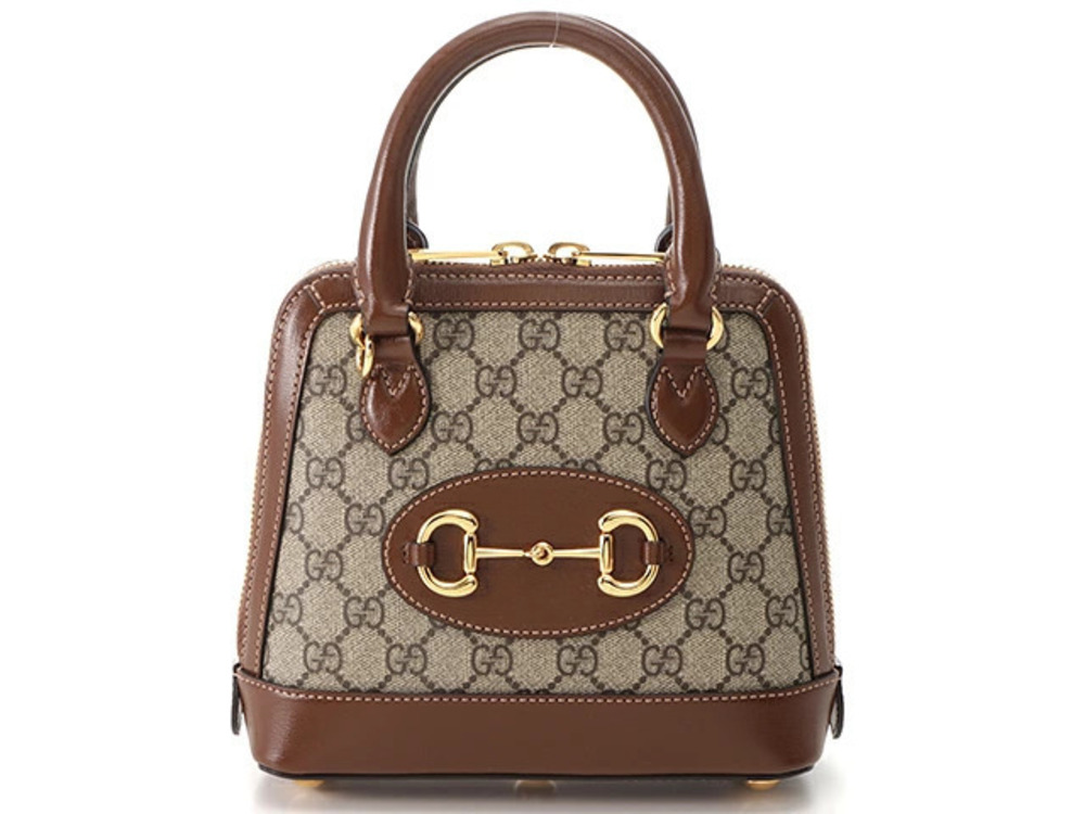 Gucci Horsebit Top Handle Bag Brown Beige Cream